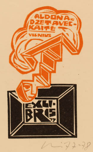 Exlibris by Vincas Kisarauskas from Lithuania for Aldona Dzetaveckaite - Abstract 