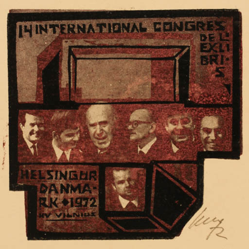 Exlibris by Vincas Kisarauskas from Lithuania for Vincas Kisarauskas - Portrait 