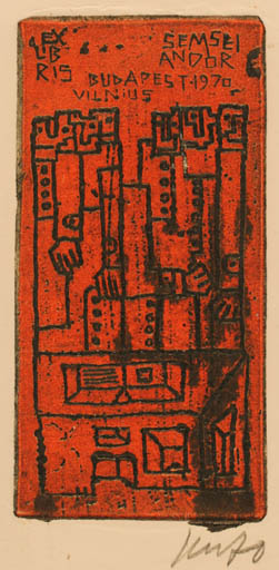 Exlibris by Vincas Kisarauskas from Lithuania for Dr. Andor Semsey - Abstract 