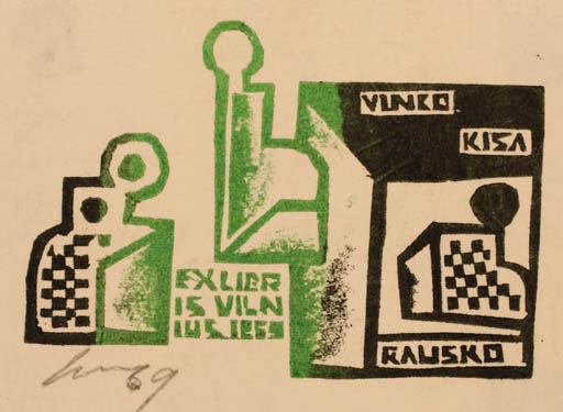 Exlibris by Vincas Kisarauskas from Lithuania for Vinca Kisa Rausko - Abstract 