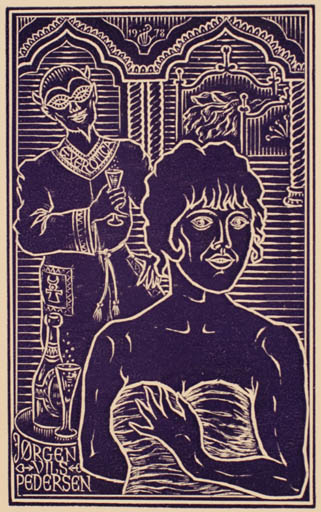 Exlibris by Yngve Forsblom from Sweden for Jørgen Vils Pedersen - Couple Wine 
