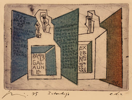 Exlibris by Vincas Kisarauskas from Lithuania for ? Vilnius Kaunas - Abstract 