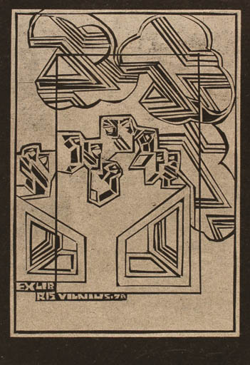 Exlibris by Vincas Kisarauskas from Lithuania for ? Vilnius - Abstract 