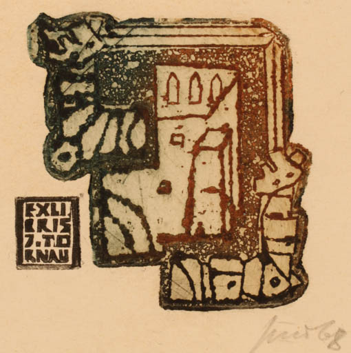 Exlibris by Vincas Kisarauskas from Lithuania for ? Toknau - Abstract 