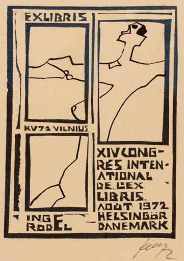 Exlibris by Vincas Kisarauskas from Lithuania for Inge Rödel - Abstract Exlibris Congress 