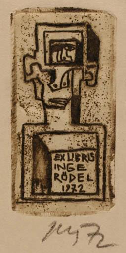 Exlibris by Vincas Kisarauskas from Lithuania for Inge Rödel - Abstract 