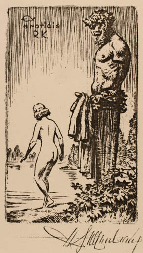 Exlibris by Walter Helfenbein from Germany for ? R. K. - Erotica Ex Erotica 
