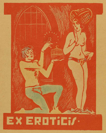 Exlibris by Miro Parizek from Czechoslovakia for ? ? - Erotica Ex Erotica 