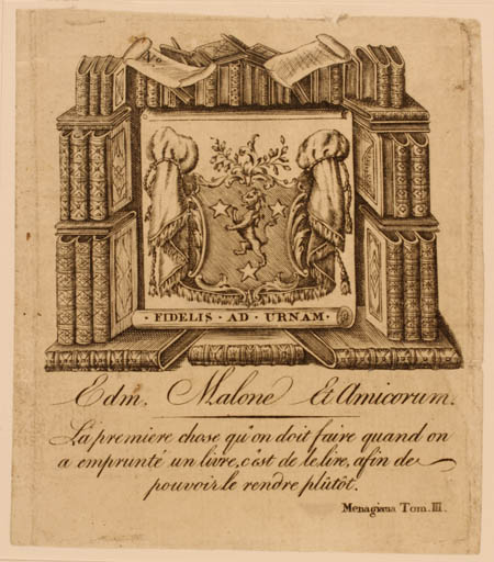 Exlibris by ? ? from Great Britain for Edm. Malone - Book Heraldry 