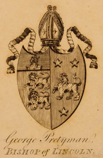 Exlibris by ? ? from Great Britain for George Pretyman - Heraldry Historical Person Religion 