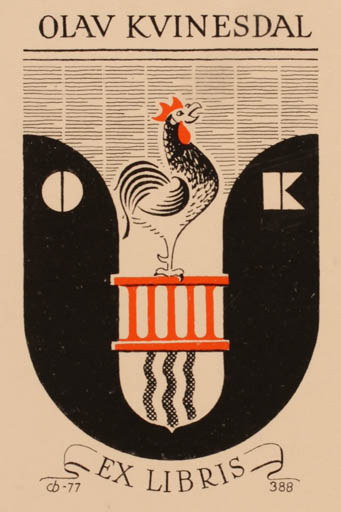 Exlibris by Christian Blæsbjerg from Denmark for Olav Kvinesdal - Bird 