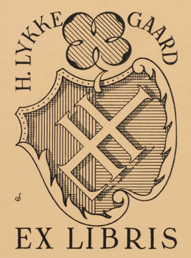 Exlibris by Christian Blæsbjerg from Denmark for H. Lykkegaard - Monogram 