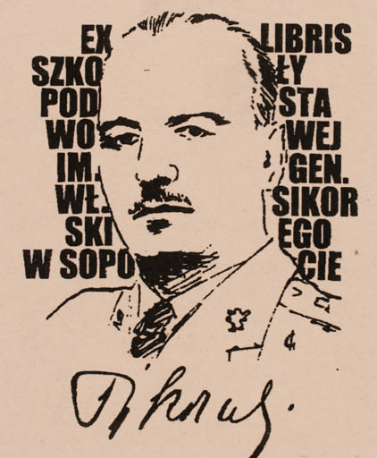 Exlibris by Jozef Golec from Poland for ? ? - Portrait 