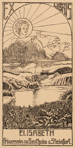 Exlibris by ? ? from Germany for Prinzessin zu Bentheim u. Steinfurt. Elisabeth - Scenery/Landscape Regent/royalty 