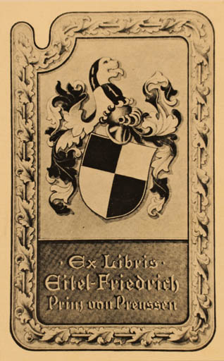 Exlibris by ? ? from Germany for ? Prinz Eitel- Friedrich von Preussen. - Heraldry Regent/royalty 