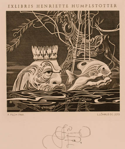 Exlibris by Lembit Löhmus from Estonia for Henriette Humplstötter - Fish Maritime 