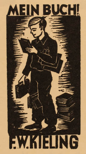 Exlibris by Hans Michael Bungter from Germany for F. W. Kieling - Book Man 