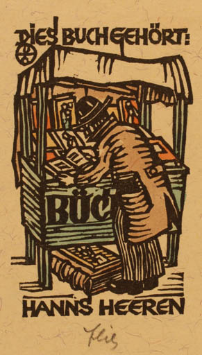 Exlibris by Otto Feil from Austria for Hanns Heeren - Book Man 