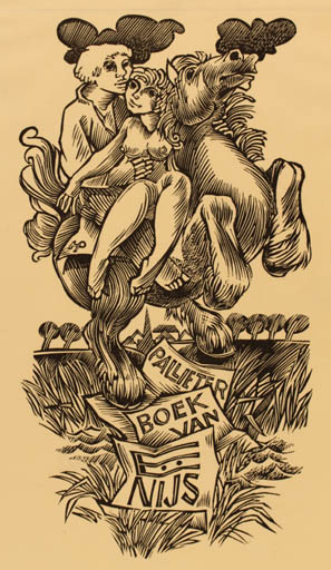 Exlibris by Hedvig Pauwels from Belgium for Etienne Nijs - Horse Medicine Couple 