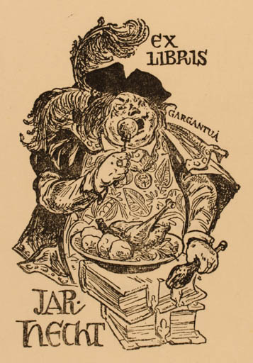 Exlibris by Jaroslav Vodrazka from Czechoslovakia for Jaroslav Hecht - Food Man 