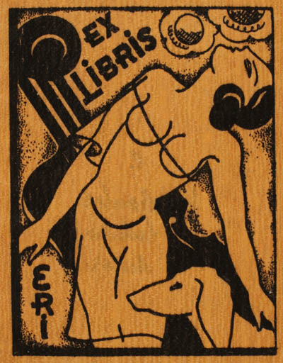 Exlibris by ? ? from Unknown for ? Eri - Dog Woman 