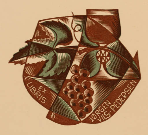 Exlibris by Dr. Otakar Marik from Czech Republic for Jørgen Vils Pedersen - Wine 