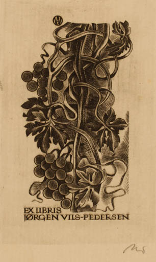 Exlibris by Wojciech Jakubowski from Poland for Jørgen Vils Pedersen - Wine 