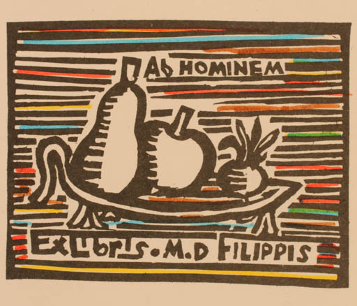Exlibris by A. Basmadjian from Bulgaria for Mario de Filippis - Fruit Man 