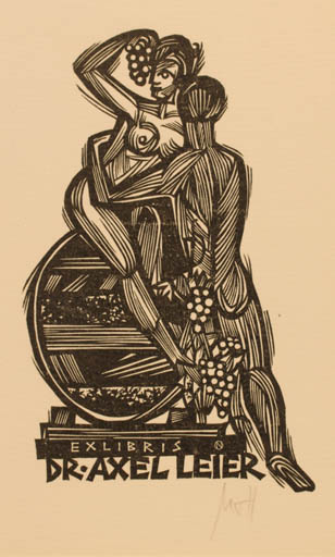 Exlibris by Norbert H. Ott from Germany for Dr. Axel Leier - Couple Wine 