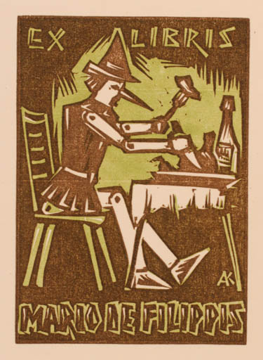 Exlibris by Kàroly Andrusko from Yugoslavia for Mario de Filippis - Fairytale/fable 