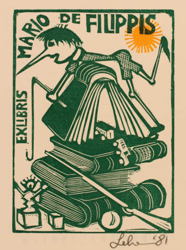 Exlibris by Maria Elisa Leboroni from Italy for Mario de Filippis - Book Fairytale/fable 