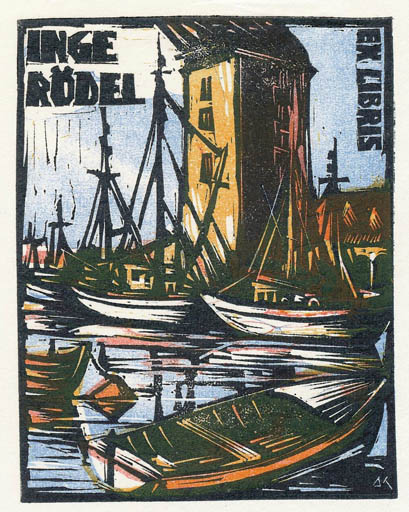 Exlibris by Kàroly Andrusko from Yugoslavia for Lars Rödel - Maritime 