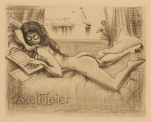Exlibris by Fritz Kühn from Germany for Axel Seier - Book Woman Nude 