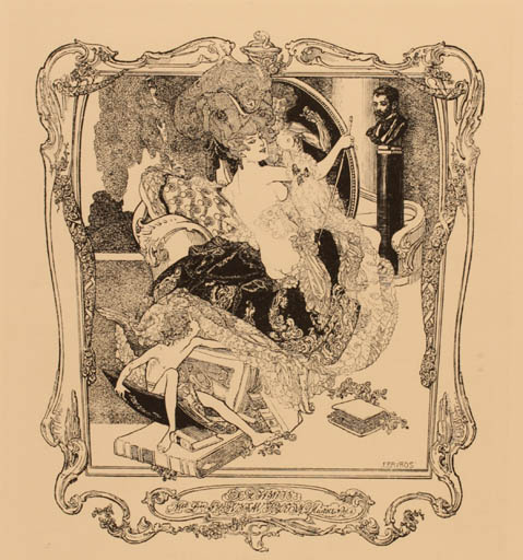 Exlibris by Franz von Bayros from Austria for ? ? - Book Woman Nude 