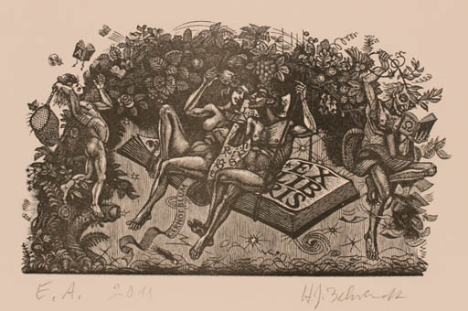 Exlibris by Hans-Joachim Behrendt from Unknown for ? ? - Book Nude Couple 