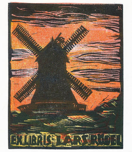 Exlibris by Kàroly Andrusko from Yugoslavia for Lars Rödel - Mill 