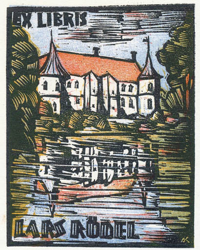 Exlibris by Kàroly Andrusko from Yugoslavia for Lars Rödel - Castle/Palace 