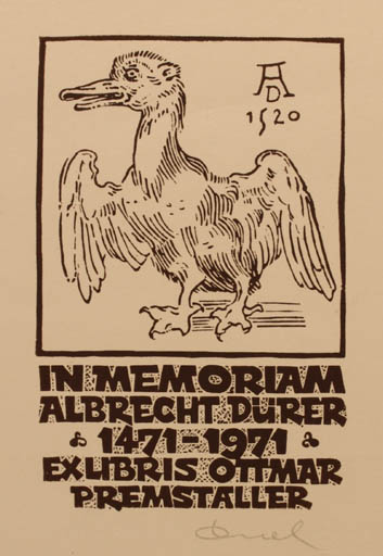 Exlibris by Zbigniew Dolatowski from Poland for Ottmar Premstaller - Bird 