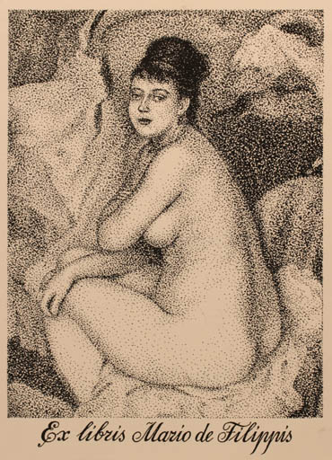 Exlibris by ? ? from Russia for Mario de Filippis - Woman Nude 