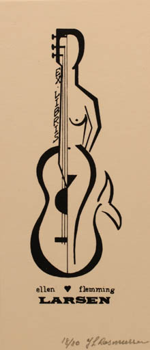Exlibris by Jørgen Lindhardt Rasmussen from Denmark for Ellen & Flemming Rud Larsen - Mermaid Music 