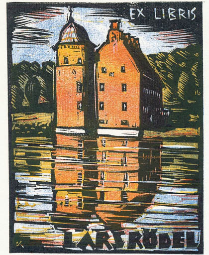 Exlibris by Kàroly Andrusko from Yugoslavia for Lars Rödel - Castle/Palace 