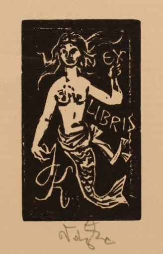 Exlibris by Jaroslav Vodrazka from Czech Republic for Køhler Johnny - Mermaid 