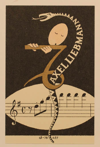 Exlibris by Christian Blæsbjerg from Denmark for Axel Liebmann - Ex Mucika Music 
