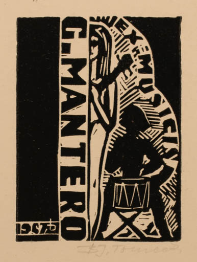 Exlibris by Bronislav Josef Tomecki from Poland for Gianni Mantero - Ex Mucika Music 
