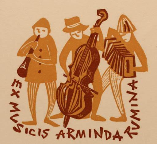 Exlibris by Zbigniew Dolatowski from Poland for Arminda Rumina - Music 