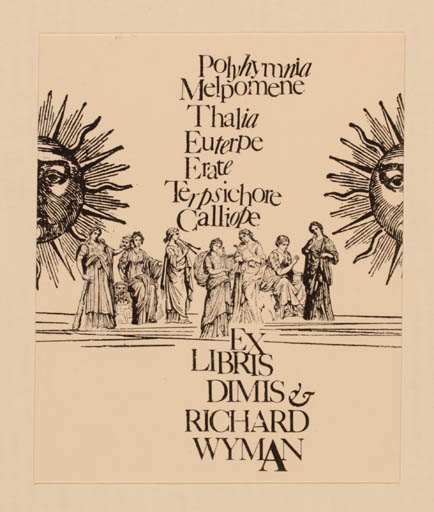 Exlibris by Vytautas O. Virkau from USA for Dimis & Richard Wyman - Group Mythology Sun 