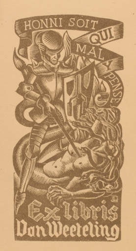 Exlibris by Jaap F. Kuijper from Netherland for Van Weeteling - Mythology Knight 