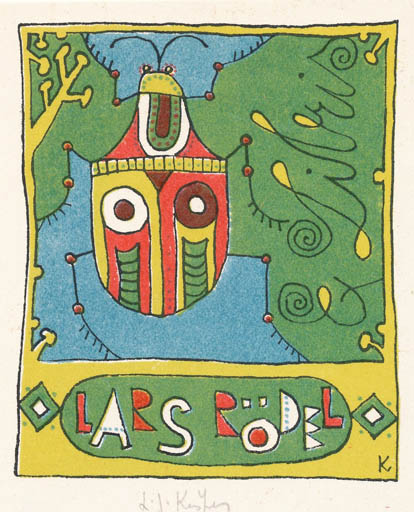 Exlibris by Ladislav J. Kaspar from Czechoslovakia for Lars Rödel - Insect 