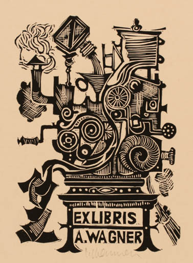 Exlibris by Siegmund Hammermann from Germany for A. Wagner - Working 