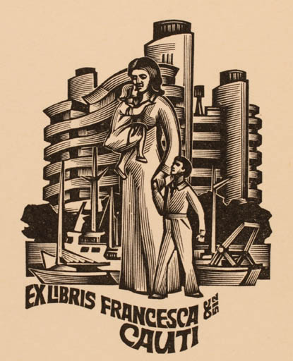 Exlibris by Anatolij Kalaschnikow from Russia for Francesca Cauti - Child Woman 